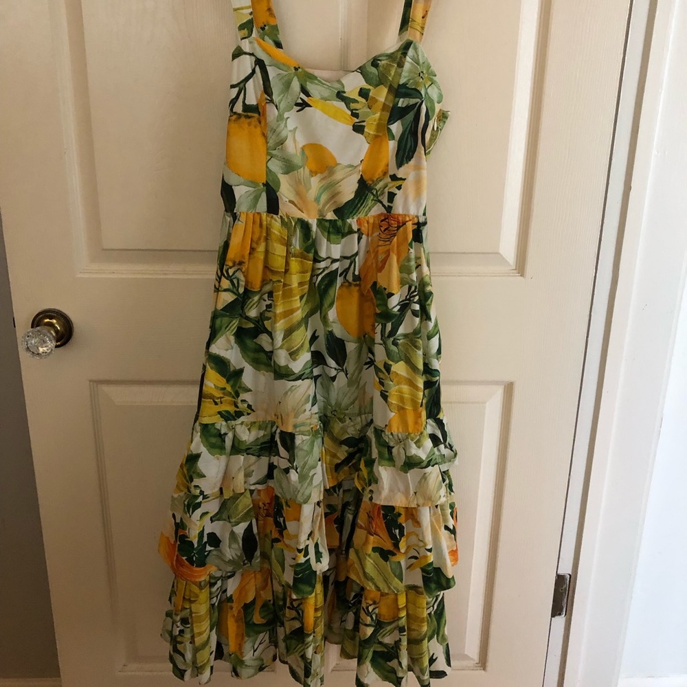 H&M lemon ruffle dress with pockets